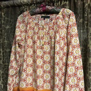 Orange Print Blouse